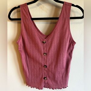 Caution to the Wind | Bohemian Salmon Button-Down Ribbed Crop Top With Pattern